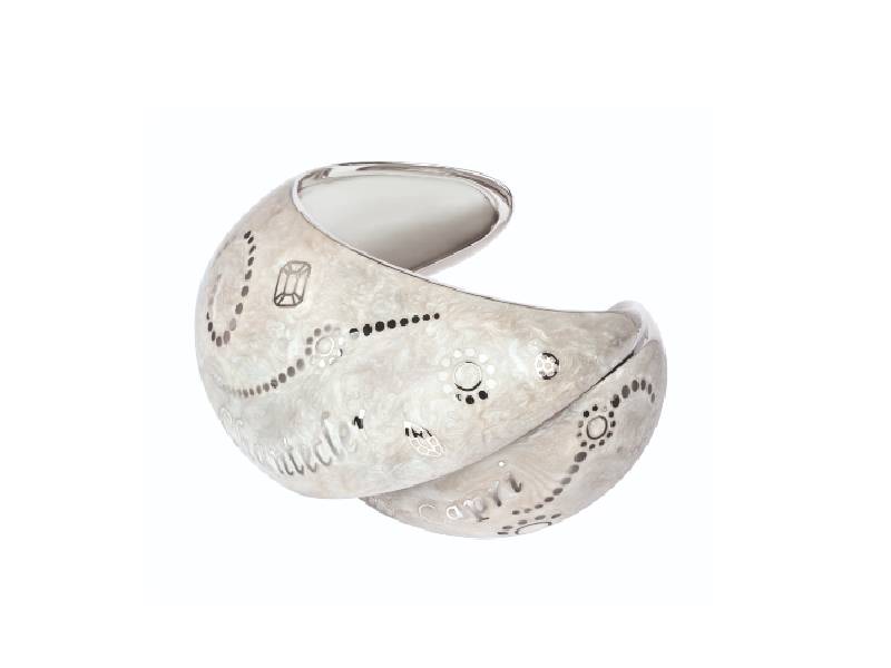 WIDE BAND BRACELET IN SILVER AND WHITE PEARL ENAMEL  ET VOILA' CHANTECLER 33353
